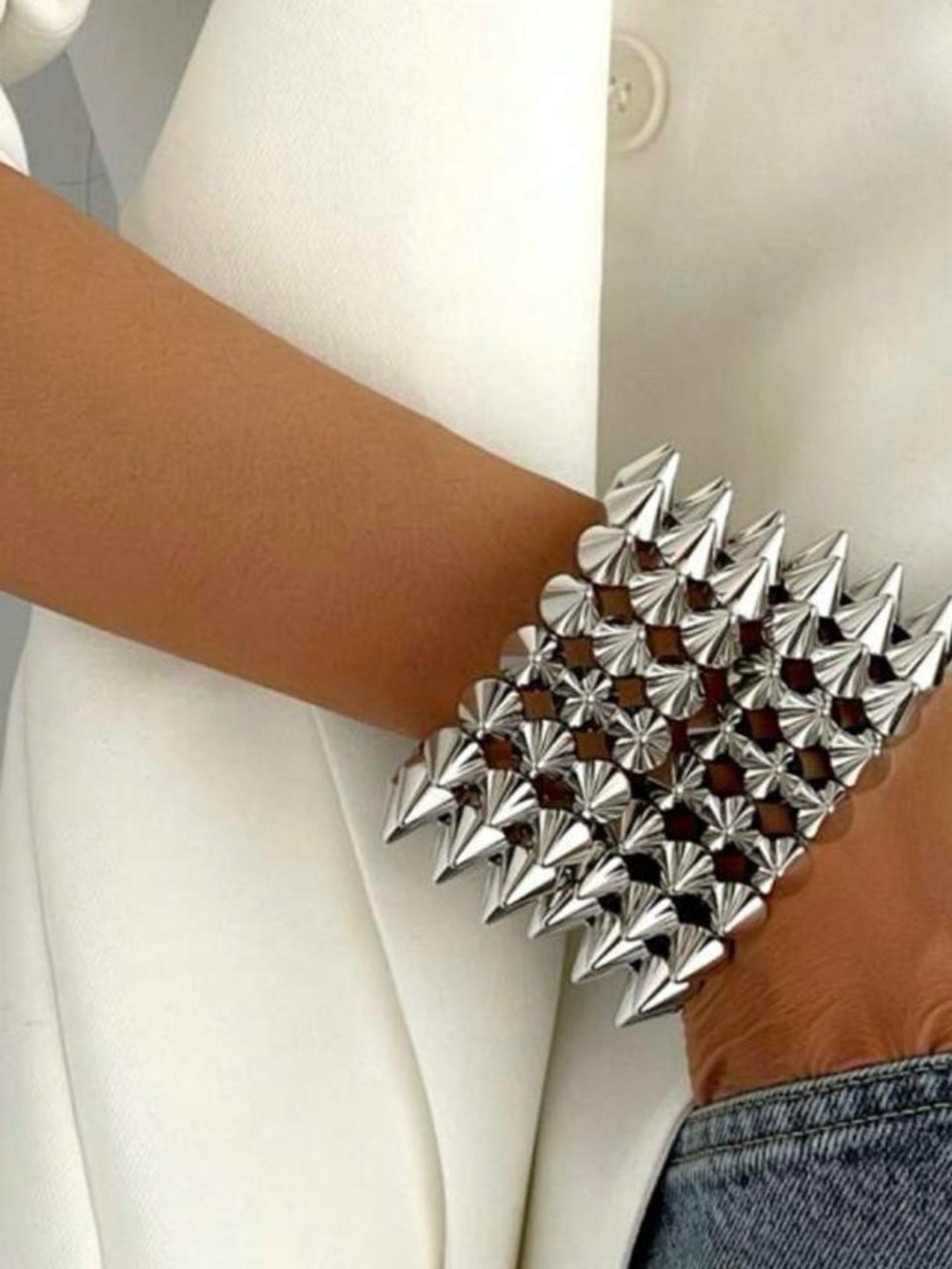 Hot Topic Silver Spike Cuff Bracelet